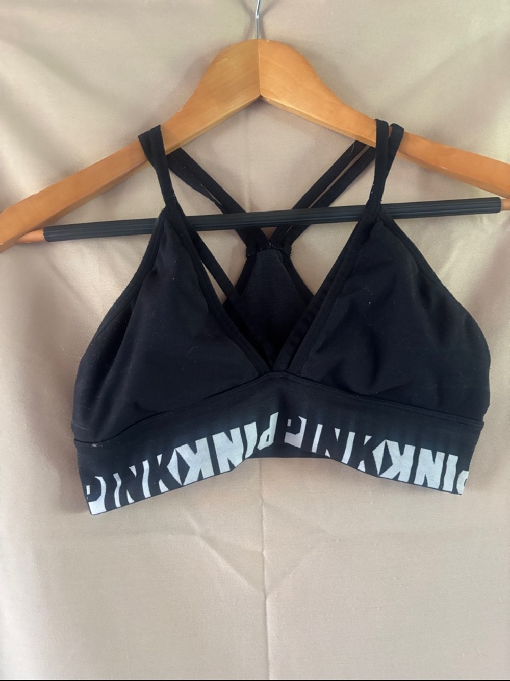 PINK Victoria's Secret Black Strappy Logo Bralette